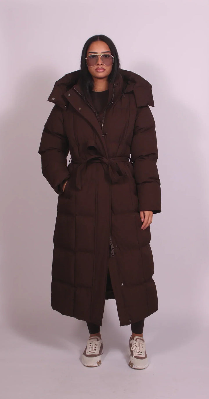 Ada – Longline Belted Puffer Coat
