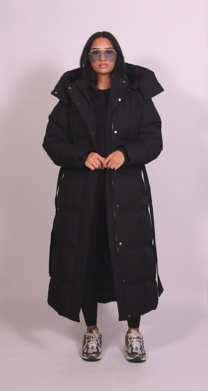 Ada – Longline Belted Puffer Coat