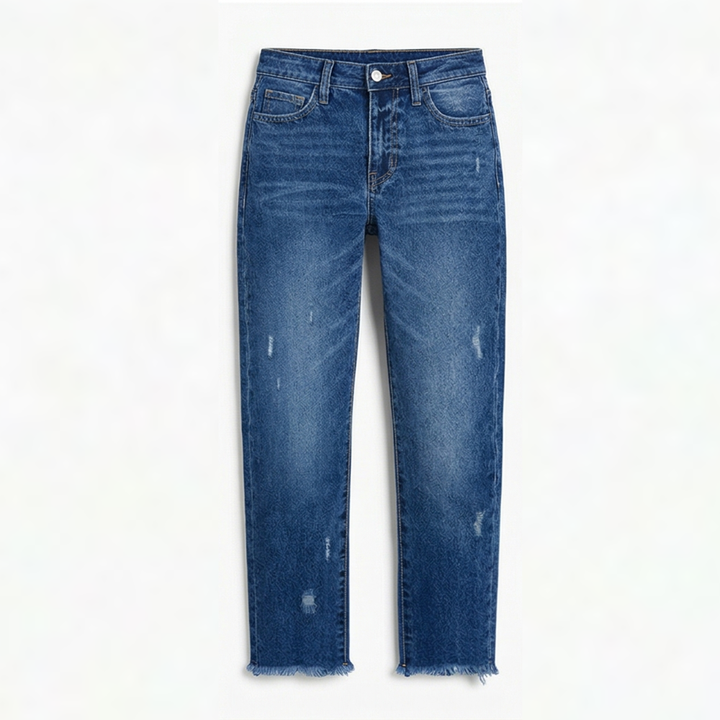 Zillah – Cropped Straight Leg Fringed Jeans