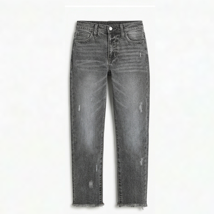 Zillah – Cropped Straight Leg Fringed Jeans
