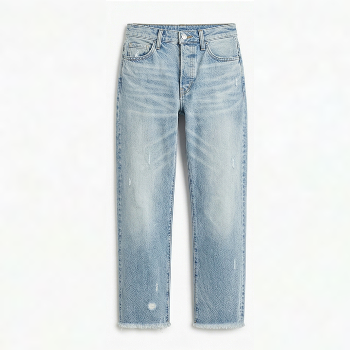 Zillah – Cropped Straight Leg Fringed Jeans