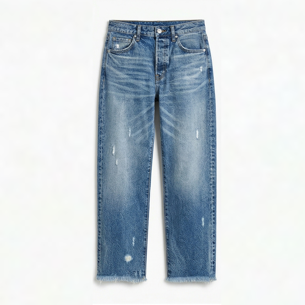 Zillah – Cropped Straight Leg Fringed Jeans