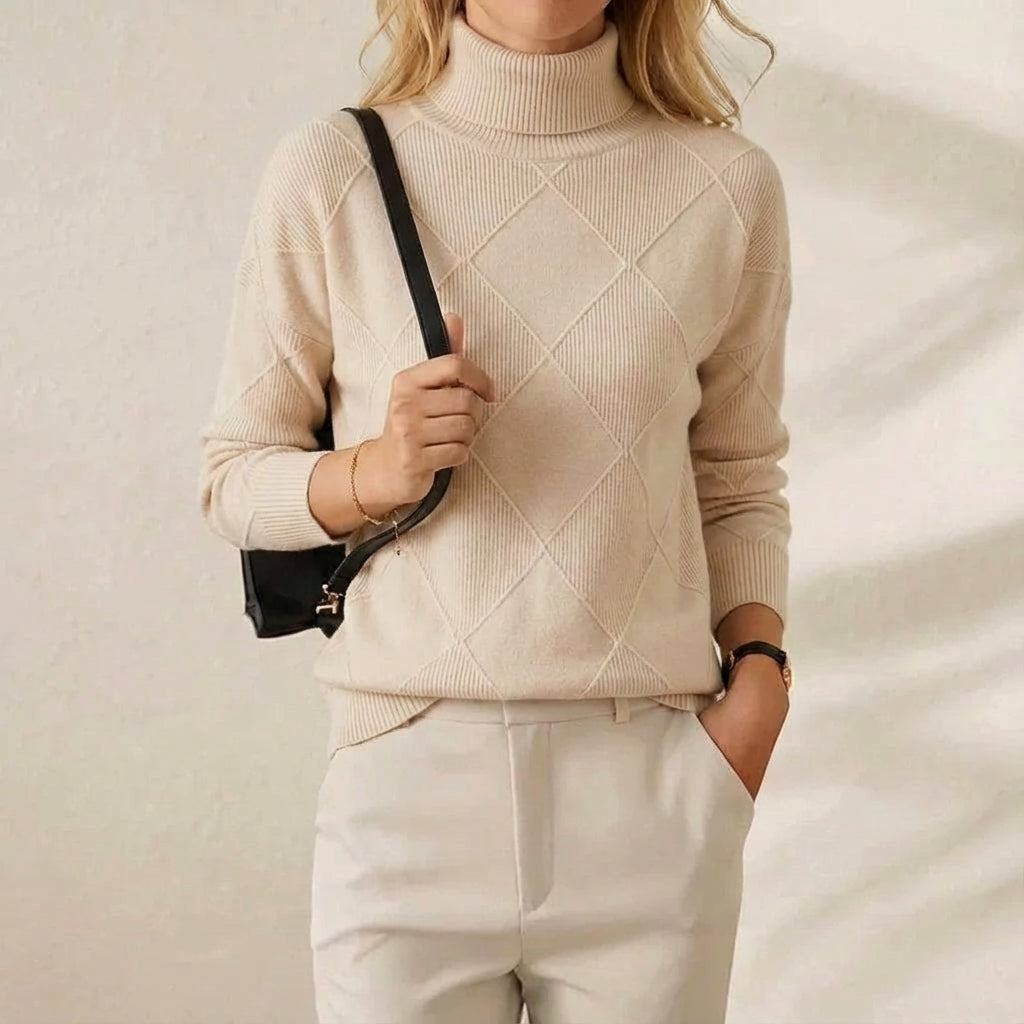 Anthea – Turtleneck Diamond Knit Jumper