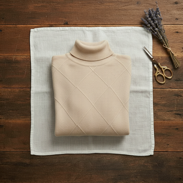 Anthea – Turtleneck Diamond Knit Jumper