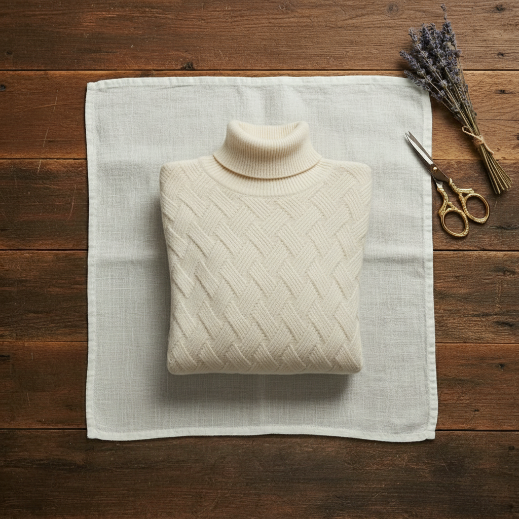 Maisie – Turtleneck Herringbone Knit Jumper