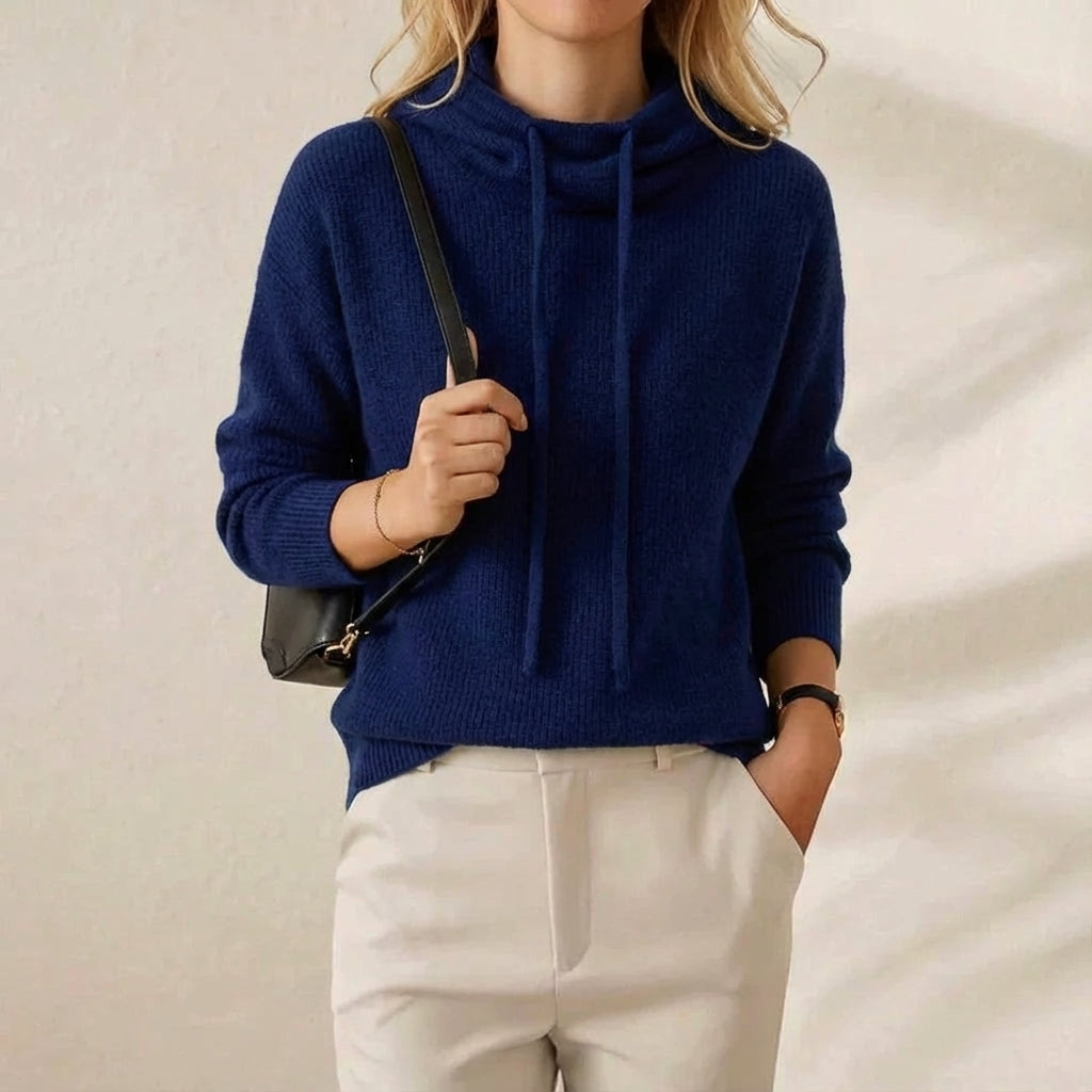 Marisa – Cowl Neck Drawstring Knit Jumper