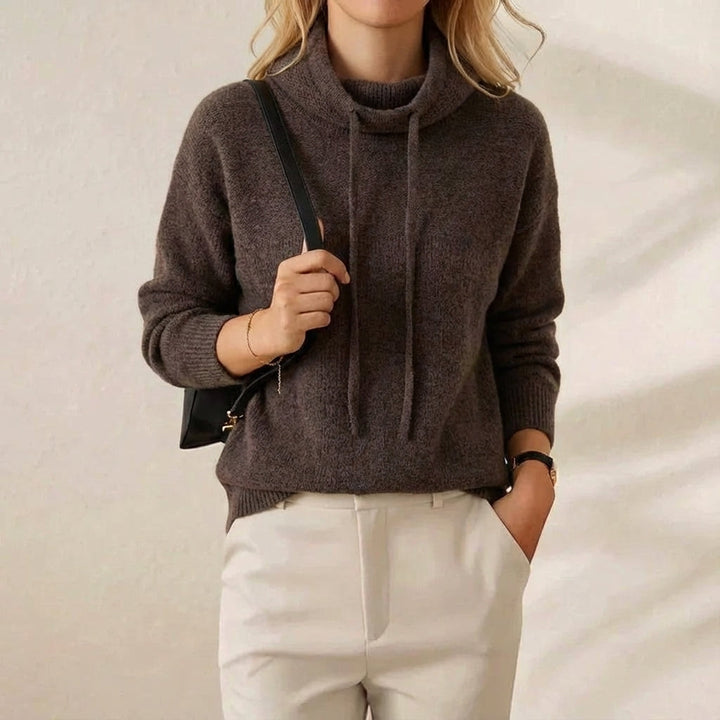 Marisa – Cowl Neck Drawstring Knit Jumper