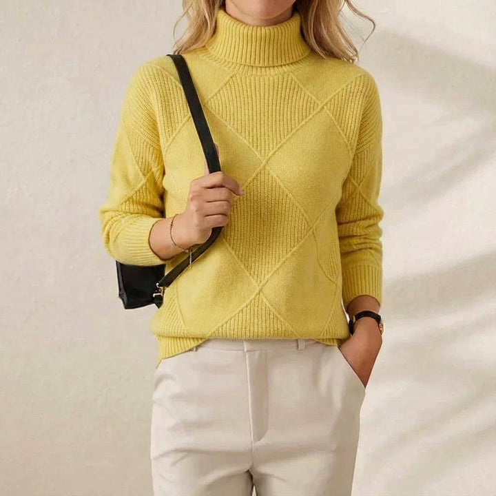 Anthea – Turtleneck Diamond Knit Jumper