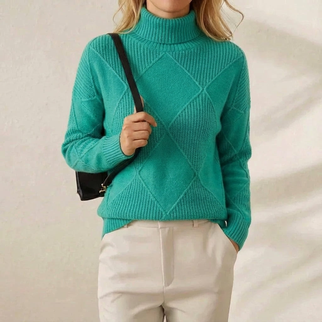 Anthea – Turtleneck Diamond Knit Jumper