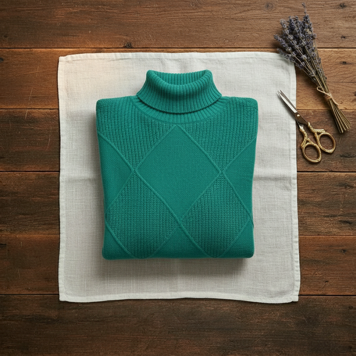 Anthea – Turtleneck Diamond Knit Jumper