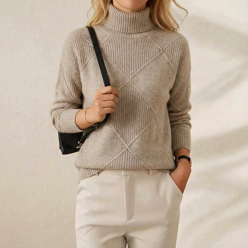 Anthea – Turtleneck Diamond Knit Jumper