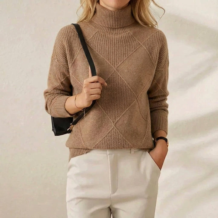 Anthea – Turtleneck Diamond Knit Jumper