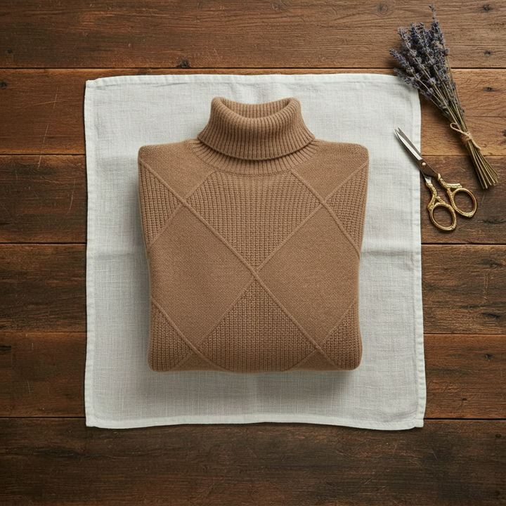 Anthea – Turtleneck Diamond Knit Jumper