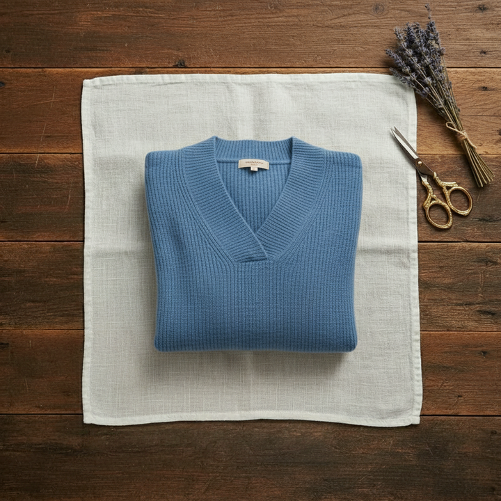Isolde – Ribbed V-Neck Knit Jumper