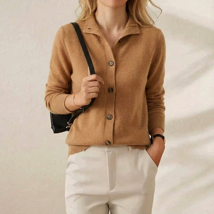 Delia – Collared Button-Down Knit Cardigan