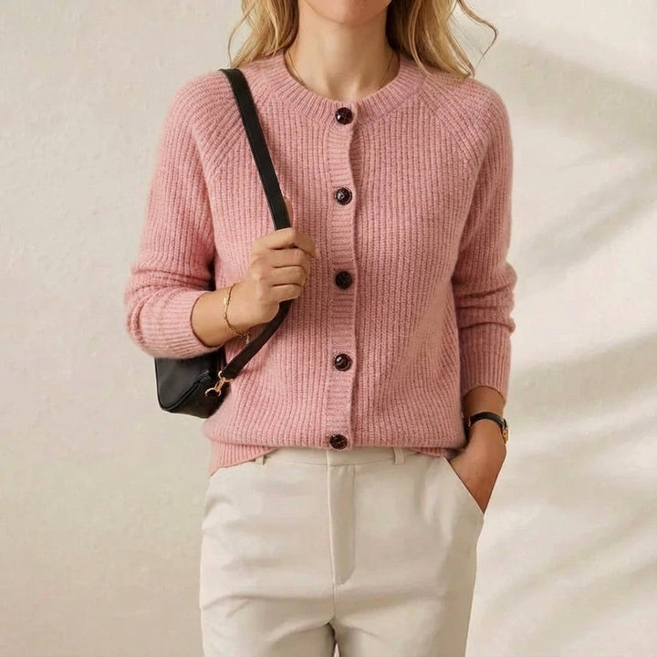 Georgiana – Ribbed Button-Front Knit Cardigan