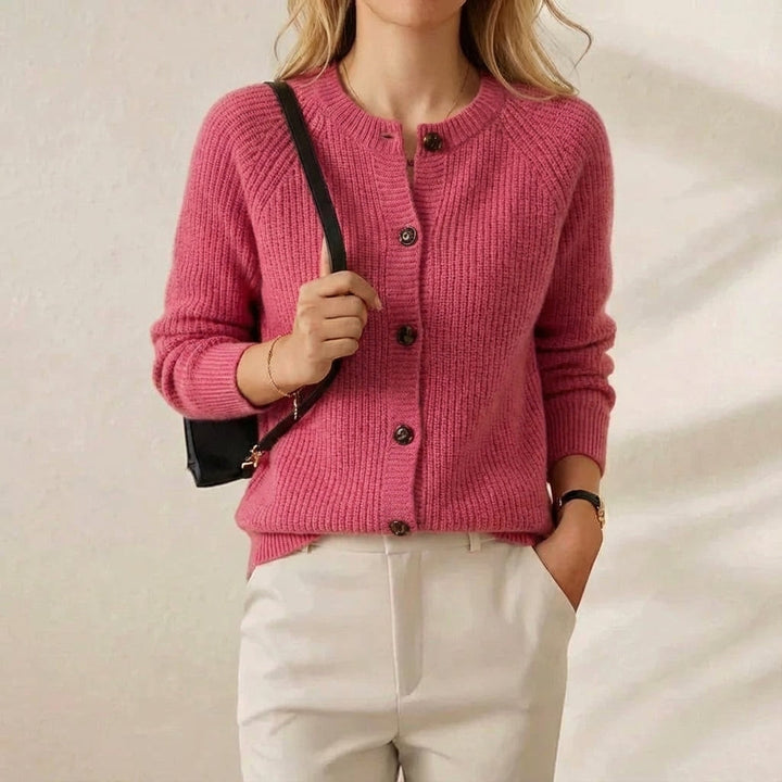 Georgiana – Ribbed Button-Front Knit Cardigan