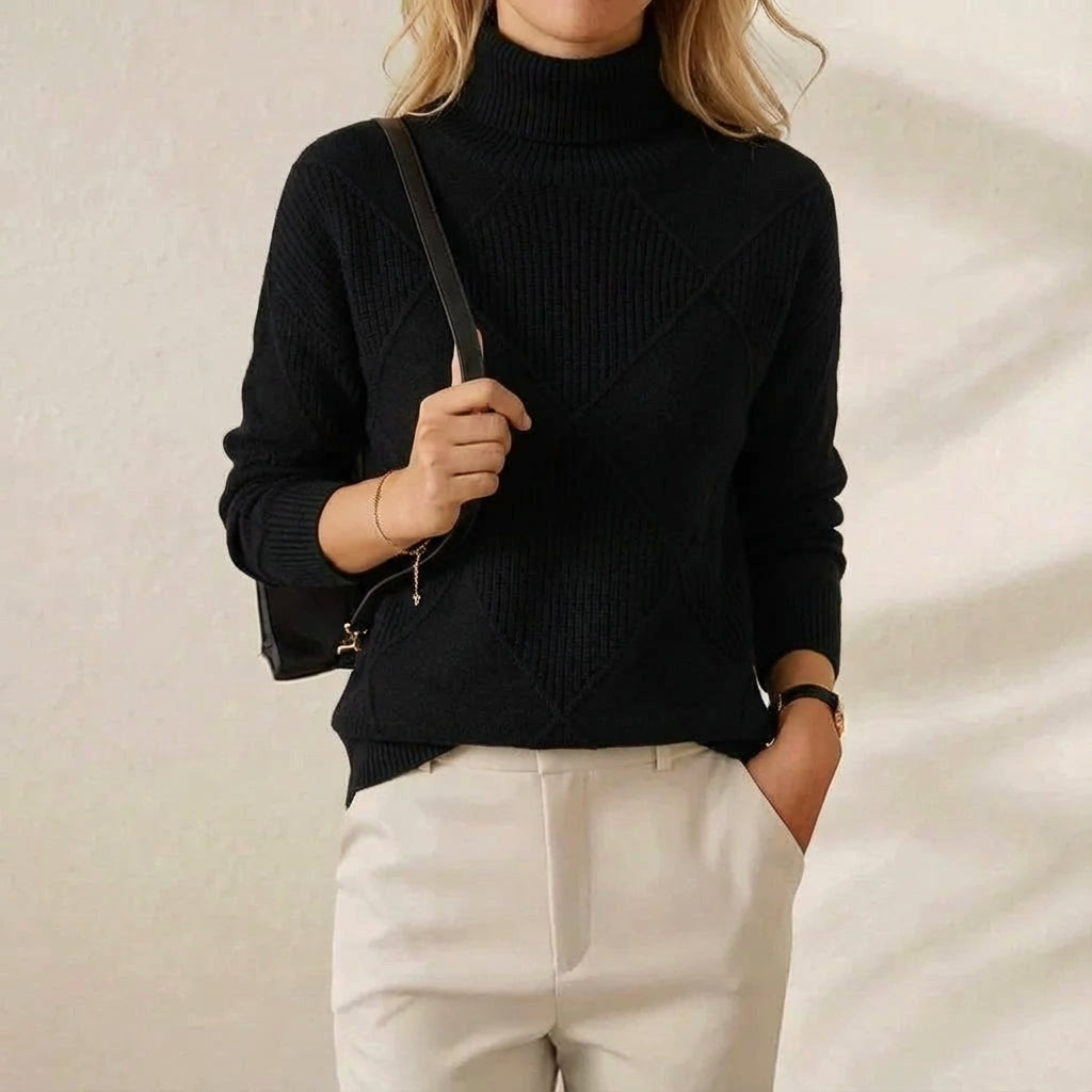 Anthea – Turtleneck Diamond Knit Jumper
