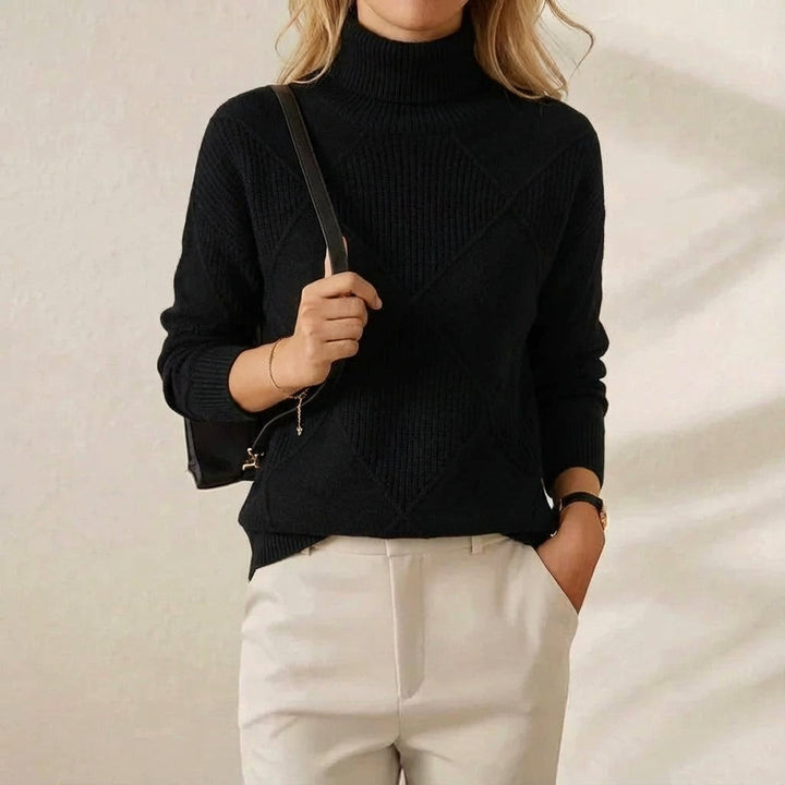 Anthea – Turtleneck Diamond Knit Jumper
