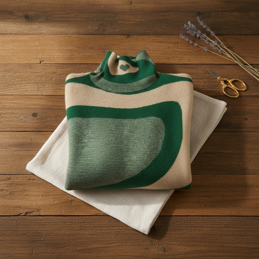 Beverley – Turtleneck Jumper with Abstract Swirl