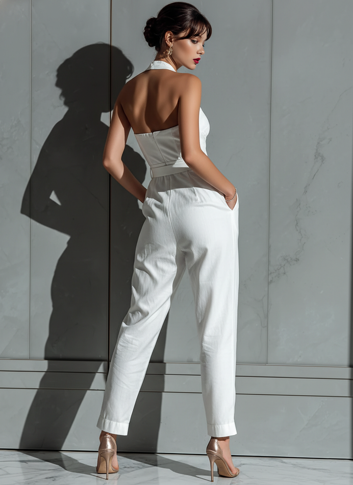 Maxine – Halter Neck Belted Tailored Jumpsuit