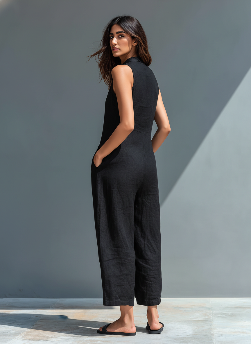 Tamsin – Relaxed Linen-Look Sleeveless Jumpsuit