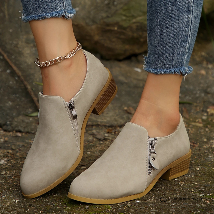 Stephanie – Zip-Up Ankle Boots with Block Heel