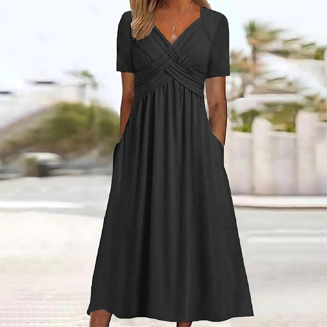 Saylor | Elegant Midi Dress with Flattering Tummy Control