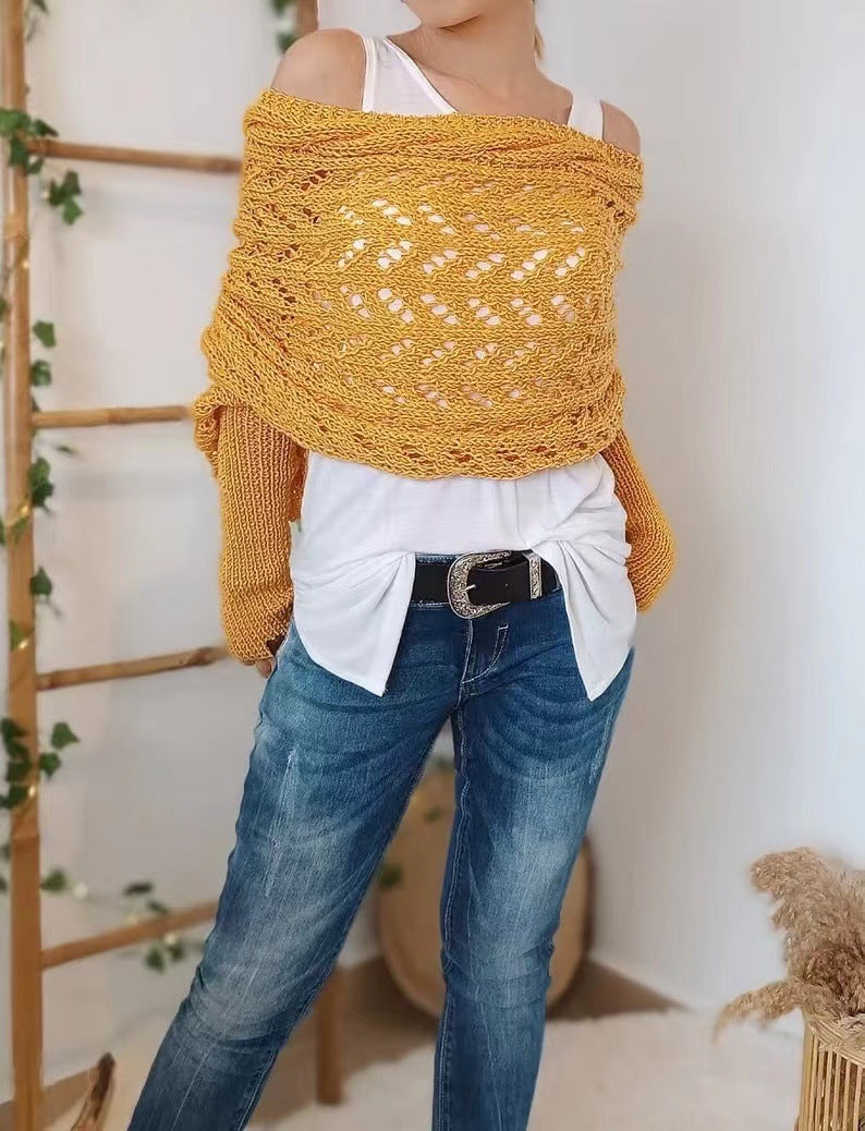 Lilian – Lace-Knit Wrap Shrug with Sleeves