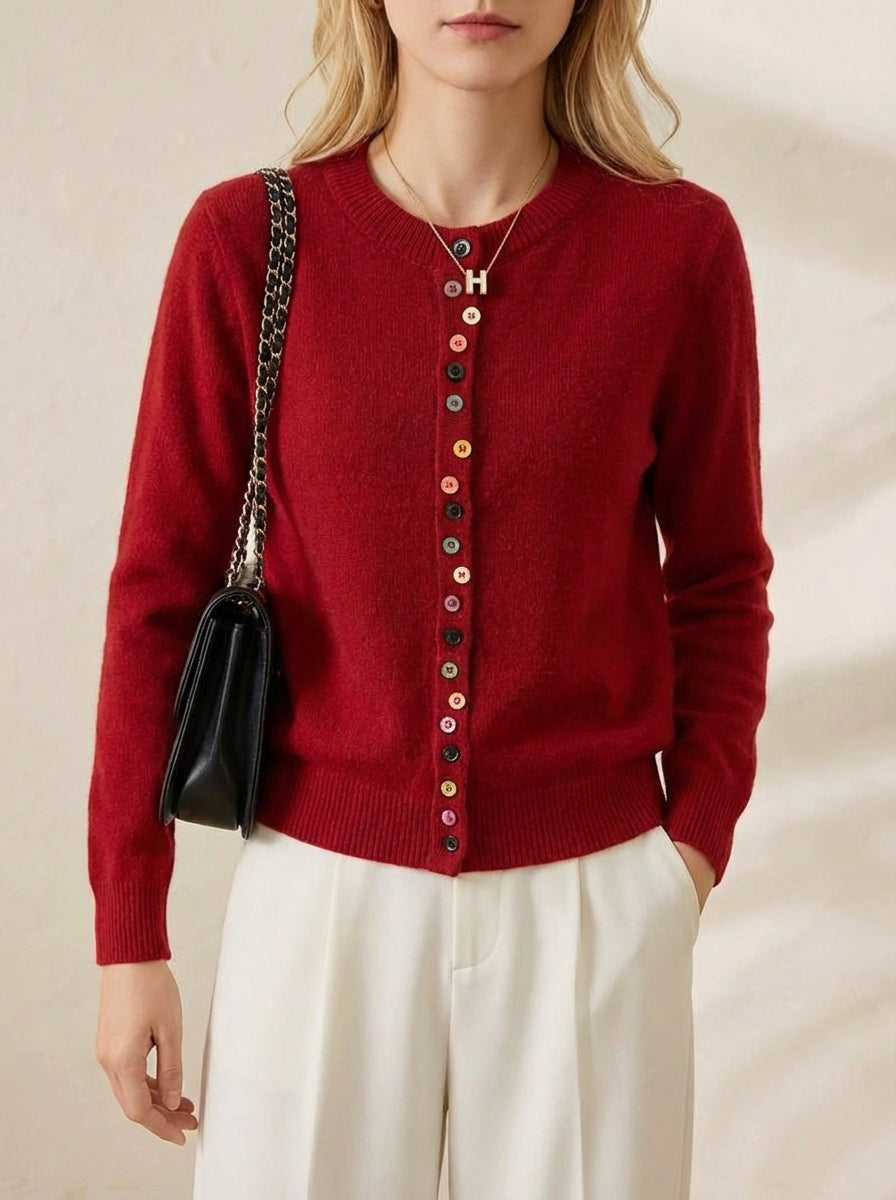 Kathleen – Knit Cardigan with Multicolour Buttons