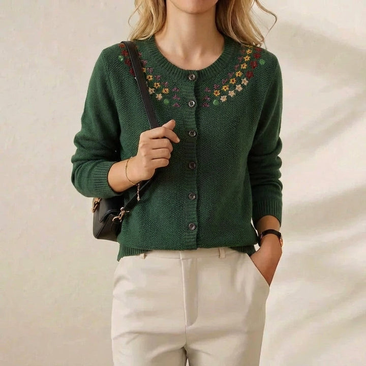 Annette – Floral Embroidered Knit Cardigan