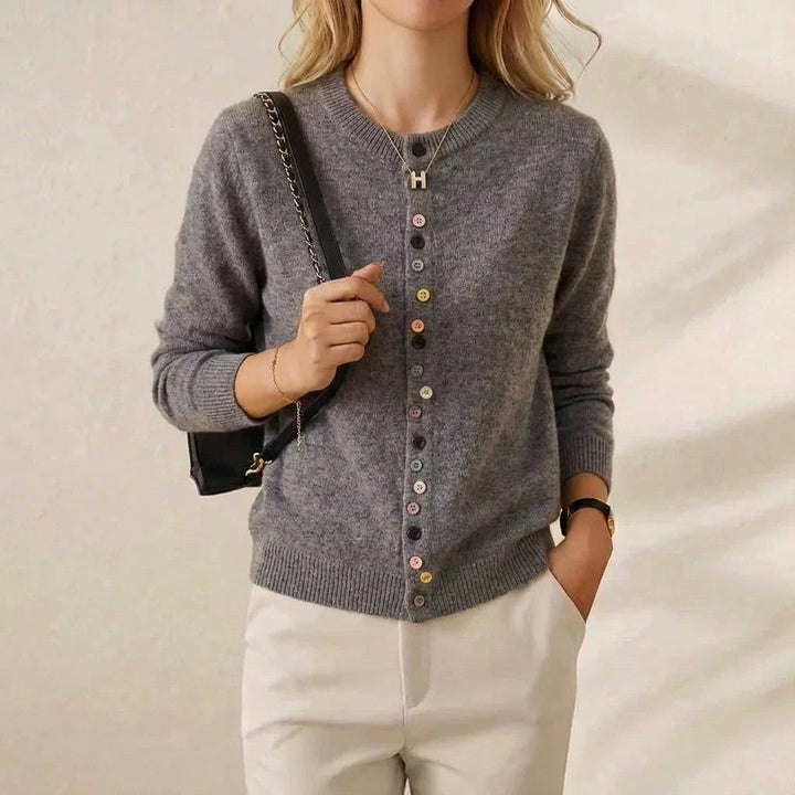 Kathleen – Knit Cardigan with Multicolour Buttons