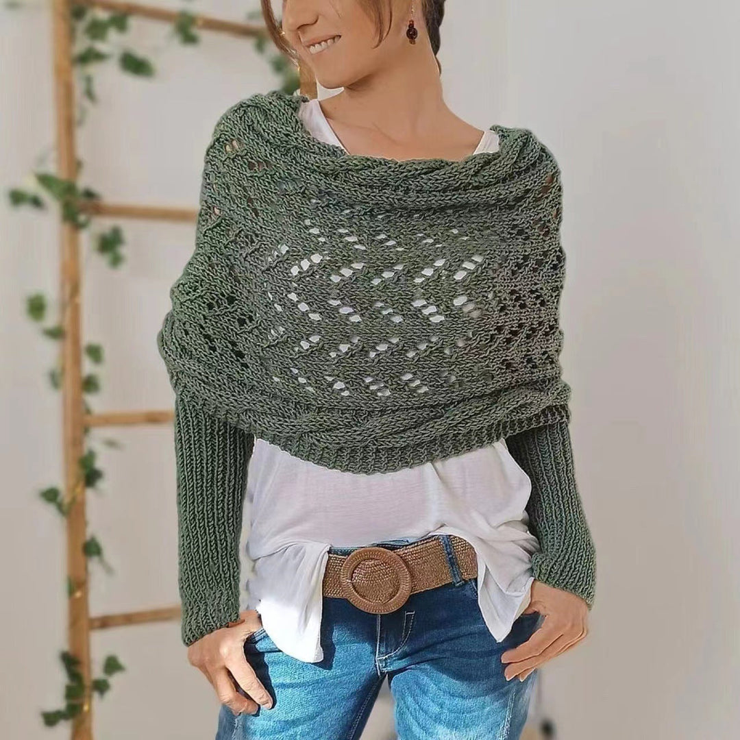 Lilian – Lace-Knit Wrap Shrug with Sleeves