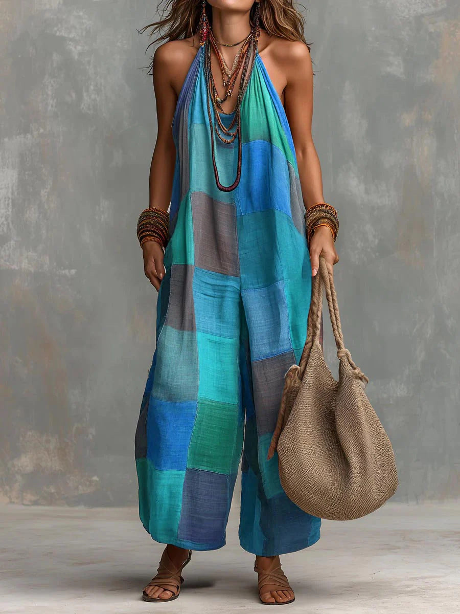 Vera – Patchwork Halter Jumpsuit