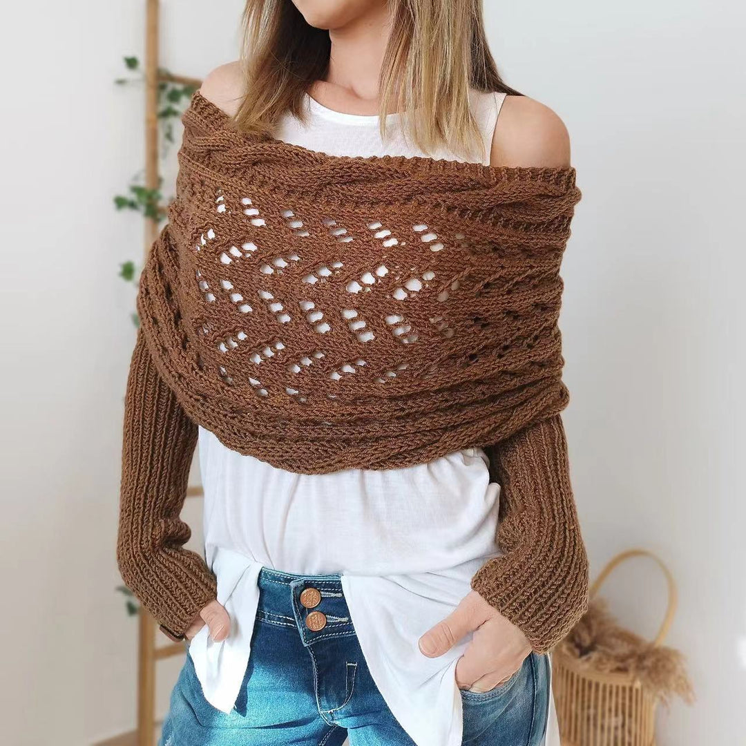 Lilian – Lace-Knit Wrap Shrug with Sleeves