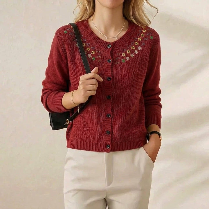 Annette – Floral Embroidered Knit Cardigan