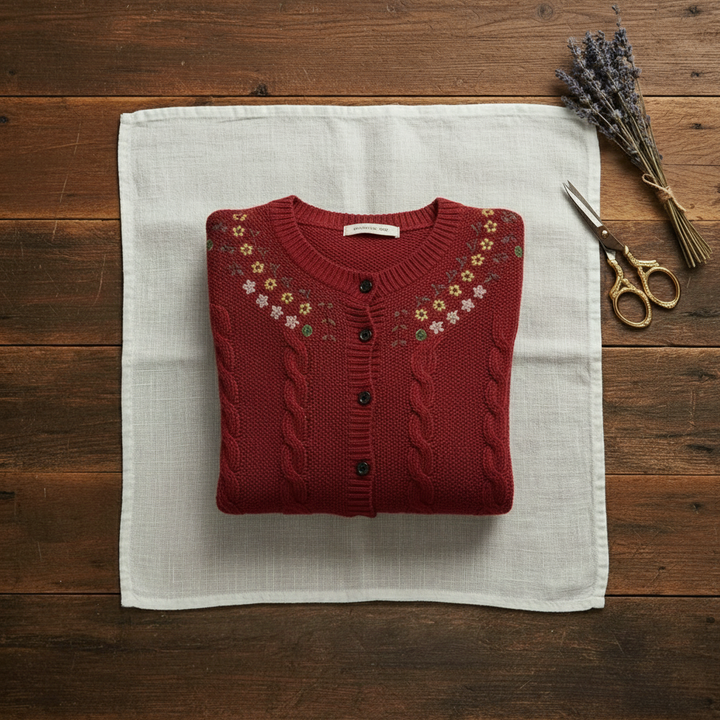 Annette – Floral Embroidered Knit Cardigan