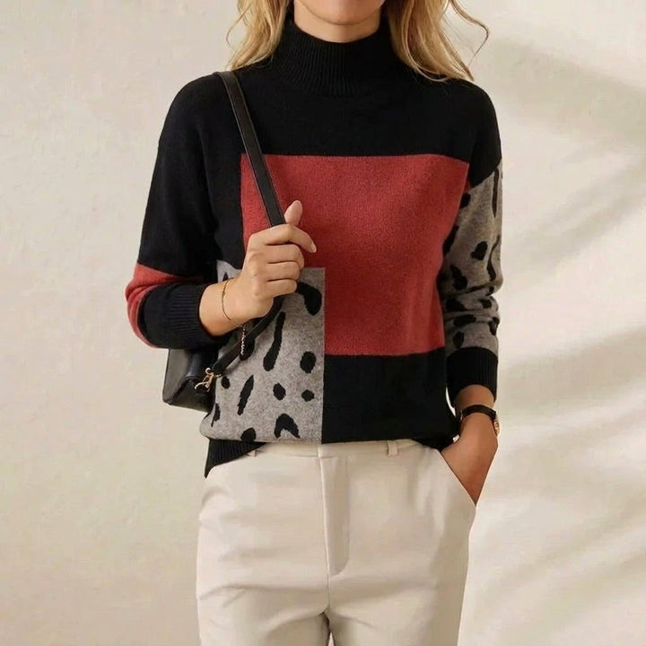 Beatrix – Colour-Block Mock Neck Jumper