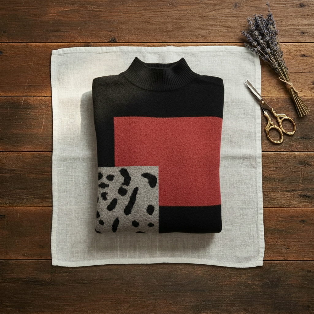 Beatrix – Colour-Block Mock Neck Jumper