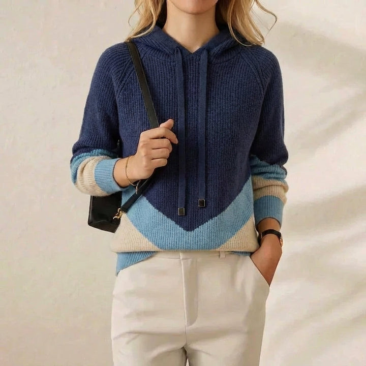 Betty – Colour-Block Knit Hooded Jumper