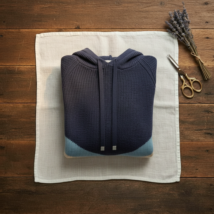 Betty – Colour-Block Knit Hooded Jumper