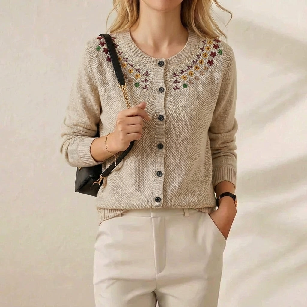 Annette – Floral Embroidered Knit Cardigan
