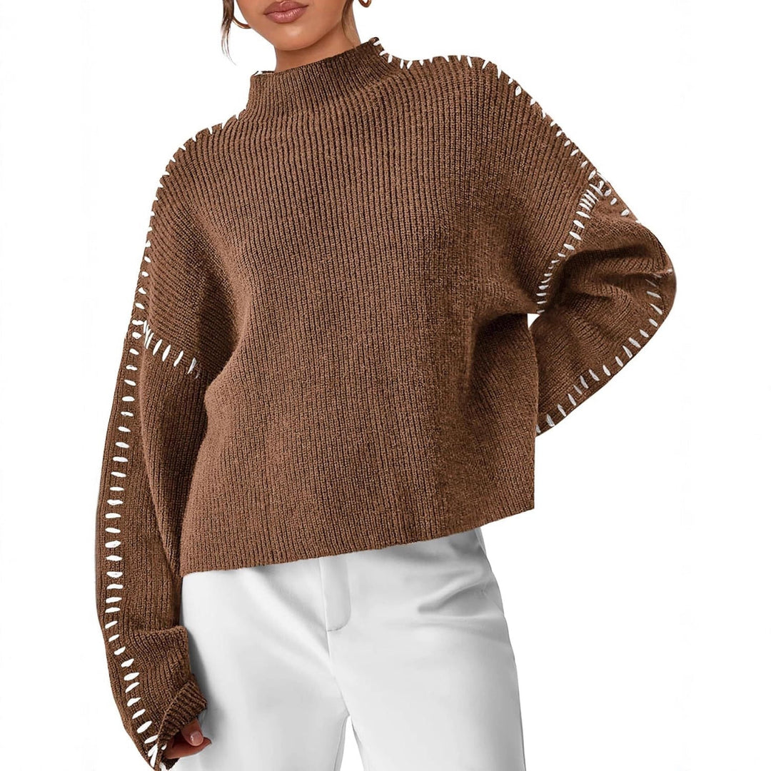 Mhairi – Oversized Ribbed Jumper with Whipstitch Detail