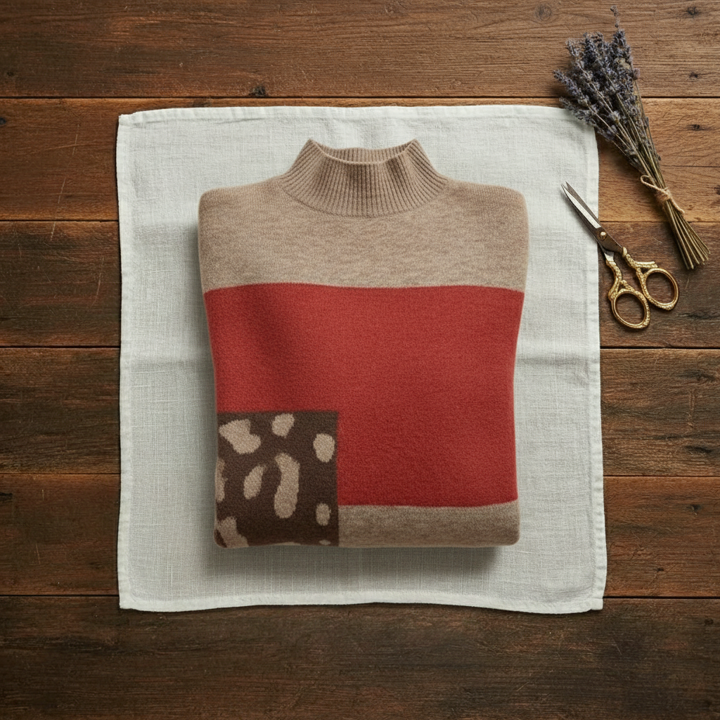 Beatrix – Colour-Block Mock Neck Jumper