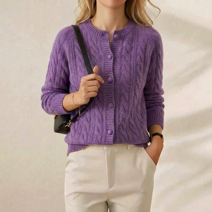 Vivien – Cable Knit Button-Front Cardigan
