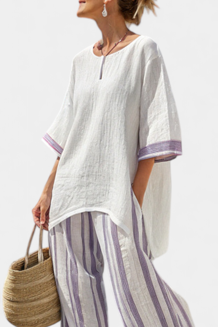 Wisdom | Comfortable Relaxed Blouse & Striped Bamboo Trousers
