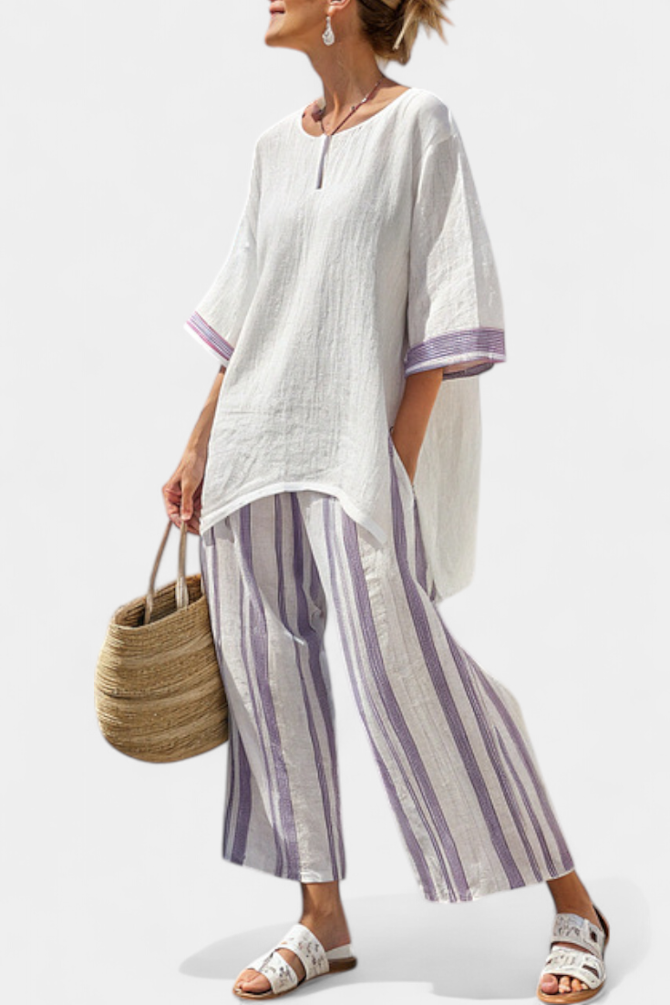 Wisdom | Comfortable Relaxed Blouse & Striped Bamboo Trousers