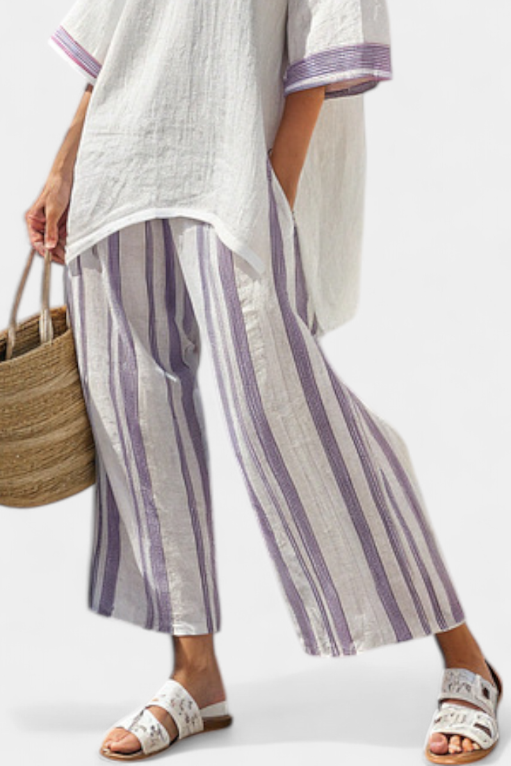 Wisdom | Comfortable Relaxed Blouse & Striped Bamboo Trousers