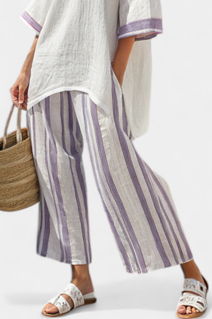 Wisdom | Comfortable Relaxed Blouse & Striped Bamboo Trousers