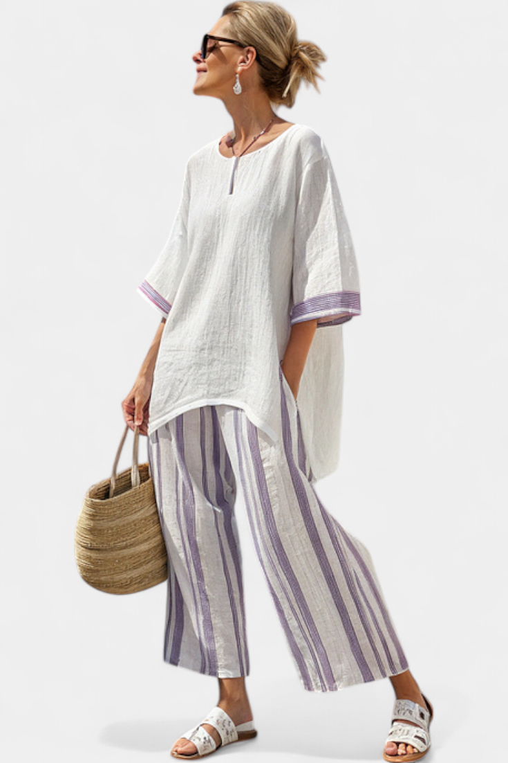 Wisdom | Comfortable Relaxed Blouse & Striped Bamboo Trousers